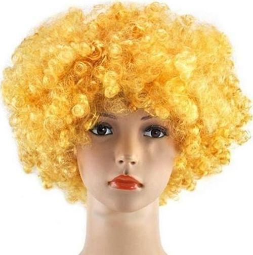 Sarı Renk Kıvırcık Afro Bonus Peruk