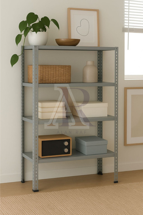 Çelik Raf 4 Katlı 43X75X200 Dekoratif Raf Sistemleri, Depo Rafı, Arşiv Rafı, Kiler Rafı