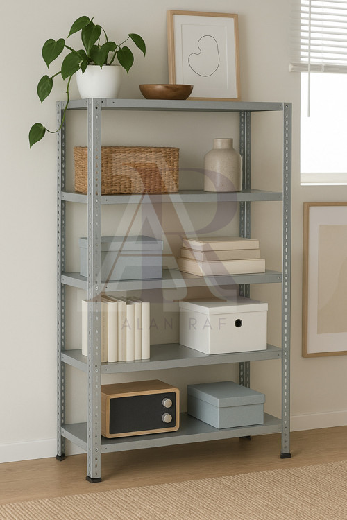 Çelik Raf 5 Katlı 43X60X200 Dekoratif Raf Sistemleri, Depo Rafı, Arşiv Rafı, Kiler Rafı