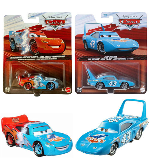 Disney Pixar Cars - 2 Model Set - Transforming Lightning McQueen & Strip Weathers AKA "The King"