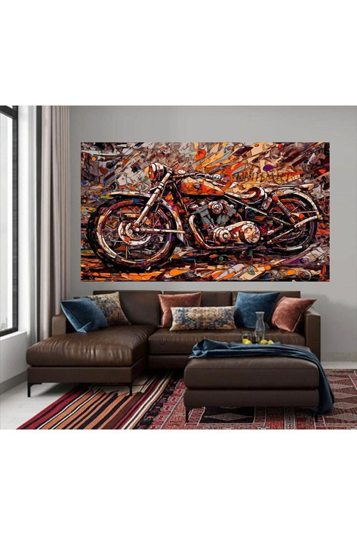 YAĞLI BOYA GÖRÜNÜMLÜ ABSTRACT MOTOR HD KANVAS TABLO