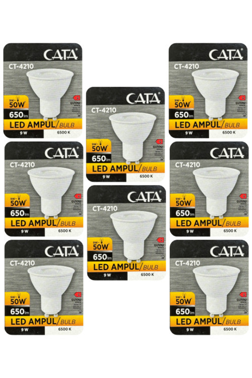 (8 Adet) Cata 9W (50W) Beyaz Işık (6500K) Dim Edilebilir GU10 Duylu Led Spot Ampul