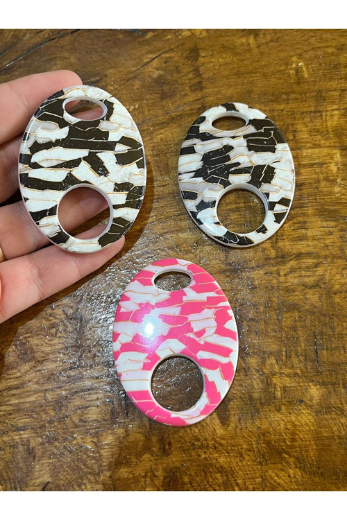 3 ADET KOLYE KÜPE SETİ DESENLİ PLASTİK BONCUK 5X4 CM