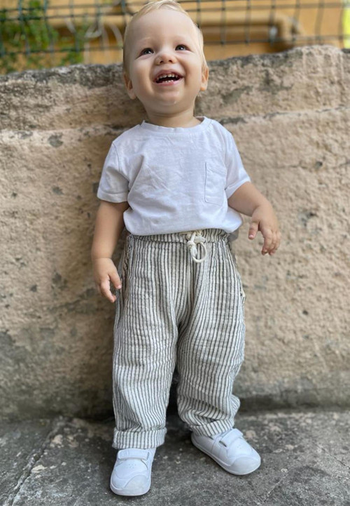Müslin Pantolon 1-10 Yaş İnce Çizgili