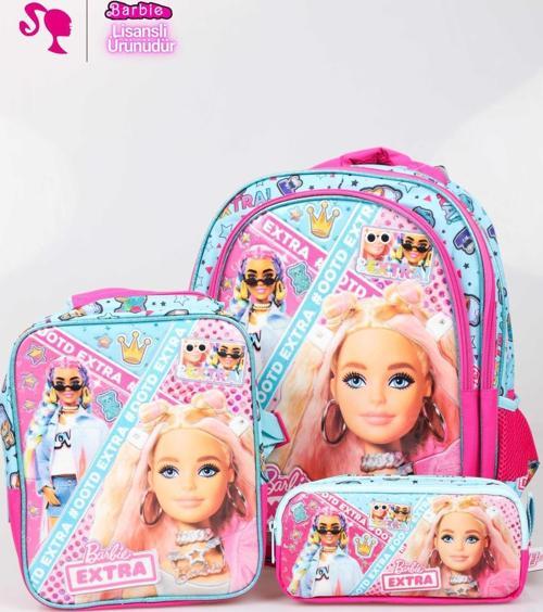PINK/BLUE ÖZEL KOLEKSİYON LİSANSLI BARBIE OKUL ÇANTASI,BESLENME ÇANTASI VE KALEM ÇANTASI OKUL SETİ 