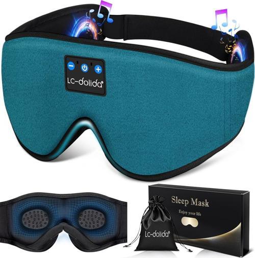 3D Uyku Maskesi - Bluetooth Kablosuz Müzik - Mavi