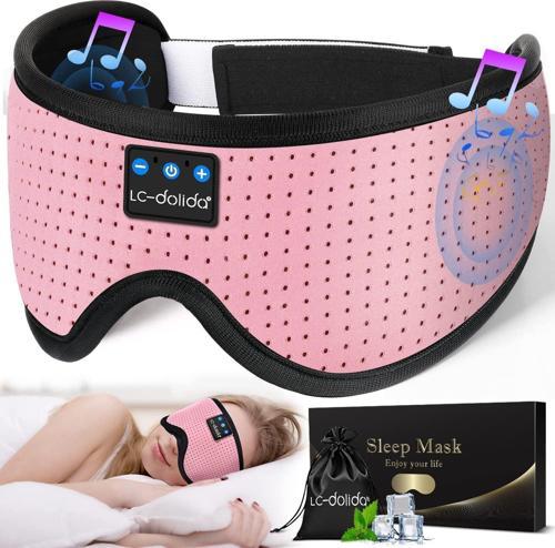 3D Uyku Maskesi - Bluetooth Kablosuz Müzik - Klasik Pembe