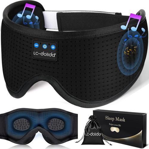 3D Uyku Maskesi - Bluetooth Kablosuz Müzik - Zarif Siyah