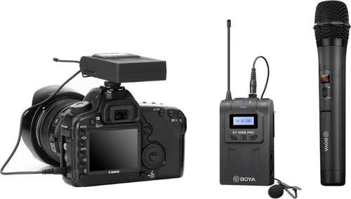 BY-WM8 Pro-K4 Çift Kanallı Kablosuz Yaka ve El Mikrofon Seti