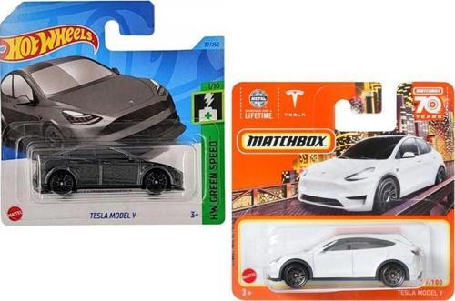 Tesla Model Y Siyah & Matchbox Tesla Model Y Beyaz 2 Araç Set (1:64)