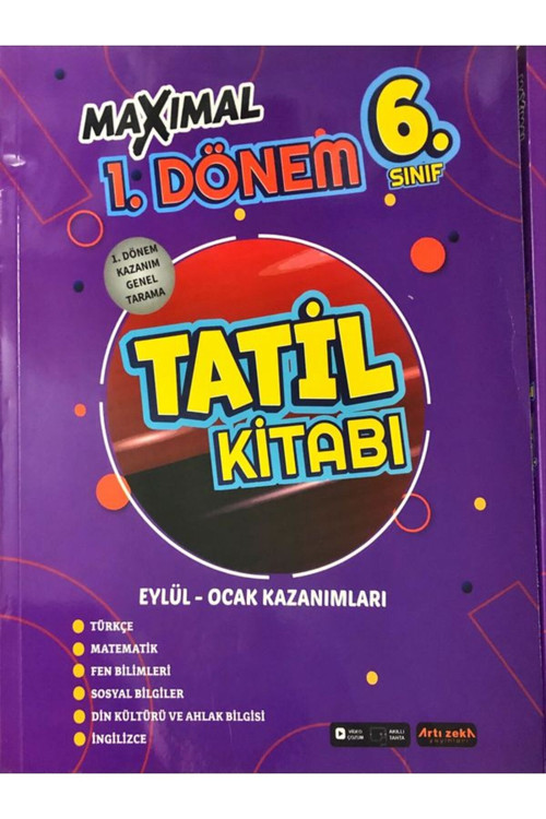 Artı Zeka Yayınları 6. Sınıf Maximal 1 Dönem Tüm Dersler TATİL KİTABI