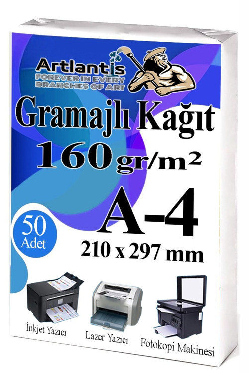 A4 Gramajlı Fotokopi Kağıdı 50 Adet 160 gr Sertifika Kağıdı Kalın Kağıt Baskı Tüm Yazıcılara Uyumlu 21x29.7cm Ofis Büro