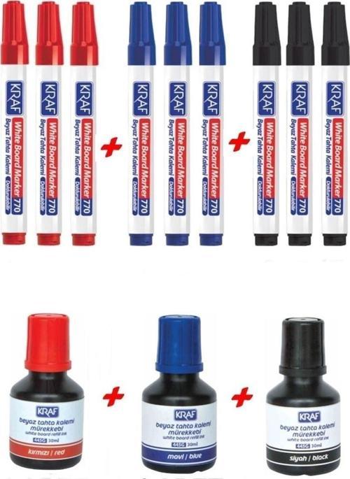 770 Doldurulabilir Tahta Kalemi 9 Adet + Tahta Kalemi Mürekkebi 3 Adet Her Renk