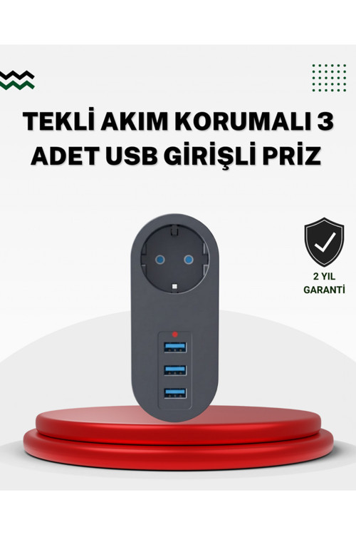 NHRHLS Akım Korumalı USB’li Priz – Güçlü 2500W, Isı ve (151018) Çocuk Koruması