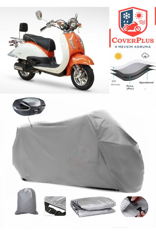 Asya AS 125 T-2G Branda Arka Çanta Uyumlu Motor Brandası Motosiklet Örtüsü