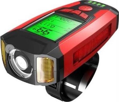 Forte Gt 3 In 1 Bisiklet El Feneri 5 Led Fonksiyonlu Km Sayaçlı Su Geçirmez Far Kırmızı