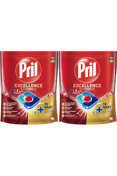 Bulaşık Makinesi Deterjanı Kapsül Tablet Excellence Premium 5 i 1 Arada 120 Adet (2PK*60)
