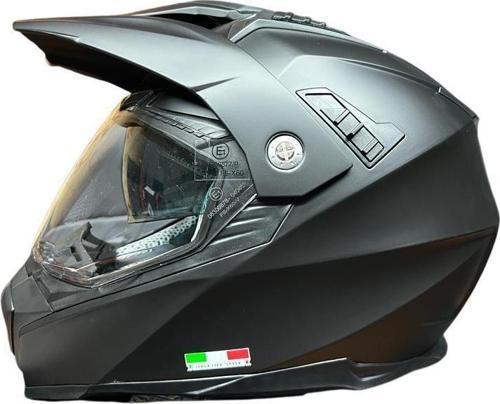 X60 Solid Full Face Enduro Touring Adventure Kapalı Motosiklet Kaskı XXL Beden Siyah