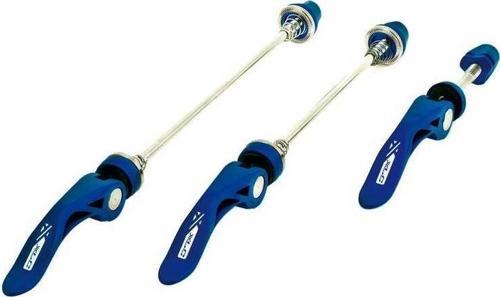 Quick Release 3'lü Set QR Bisiklet Ön Arka Teker Mandalı Ve Sele Kelepçesi Seti Mavi