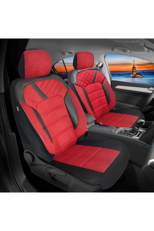 Nissan Pulsar 2014-2018 Uyumlu 1+1 Kırmızı Tay Tüyü Koltuk Kılıfı