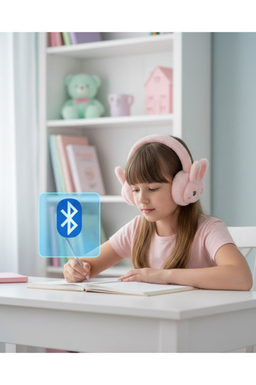 Şarjlı Tavşan Tasarımlı Kablosuz Bluetooth Kulaklık Stereo Ses ve Hafıza Kart Destekli