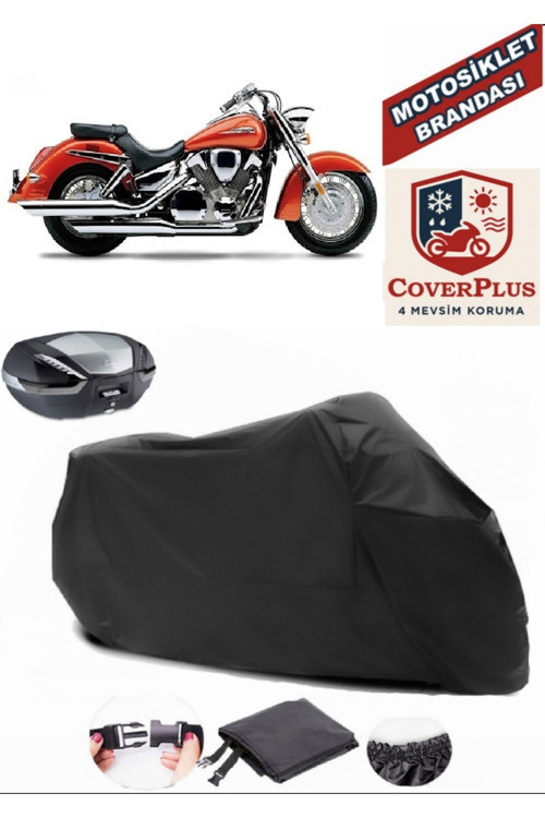 Siyah Honda VTX 1300 S Motosiklet Brandası Arka Çanta Uyumlu,Lastikli,Bağlantı Tokalı