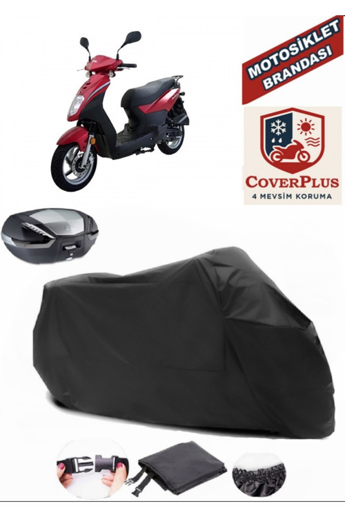 Siyah Sym Symply 50 Motosiklet Brandası Arka Çanta Uyumlu,Lastikli,Bağlantı Tokalı