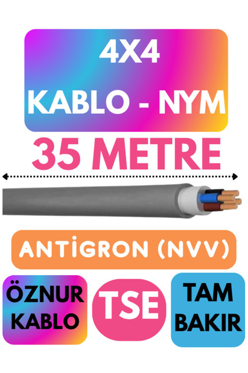 Öznur 4X4 ANTİGRON (NYM) Kablo (Gri) Metre Seçenekli 35 METRE