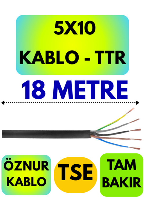 Öznur 5X10 TTR Kablo (Siyah) Metre Seçenekli 18 METRE