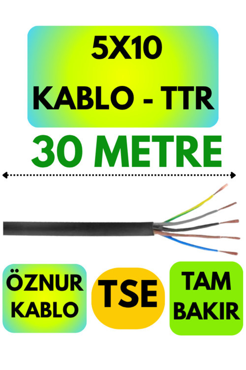 Öznur 5X10 TTR Kablo (Siyah) Metre Seçenekli 30 METRE