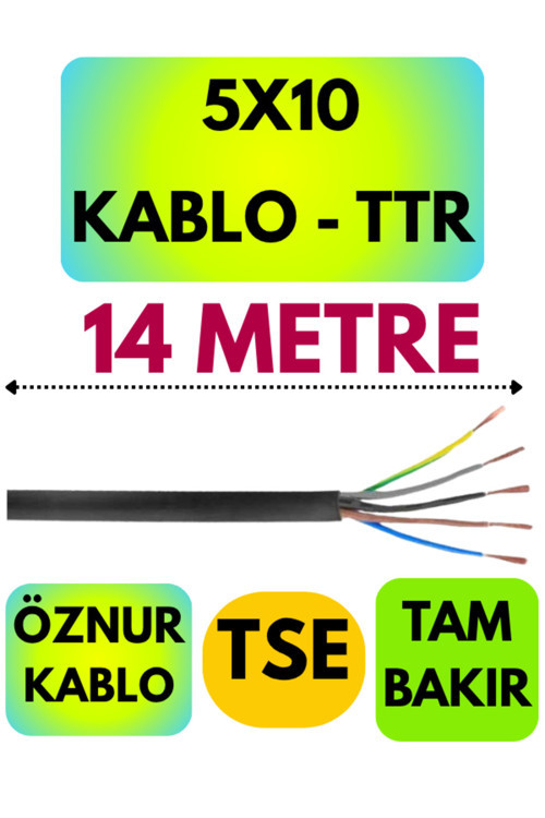 Öznur 5X10 TTR Kablo (Siyah) Metre Seçenekli 14 METRE