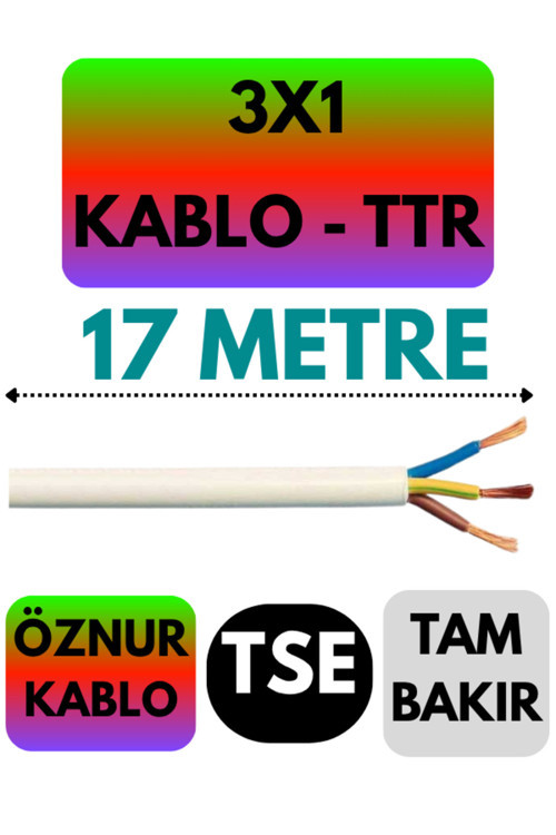Öznur 3X1 TTR Kablo (Beyaz) Metre Seçenekli 17 METRE