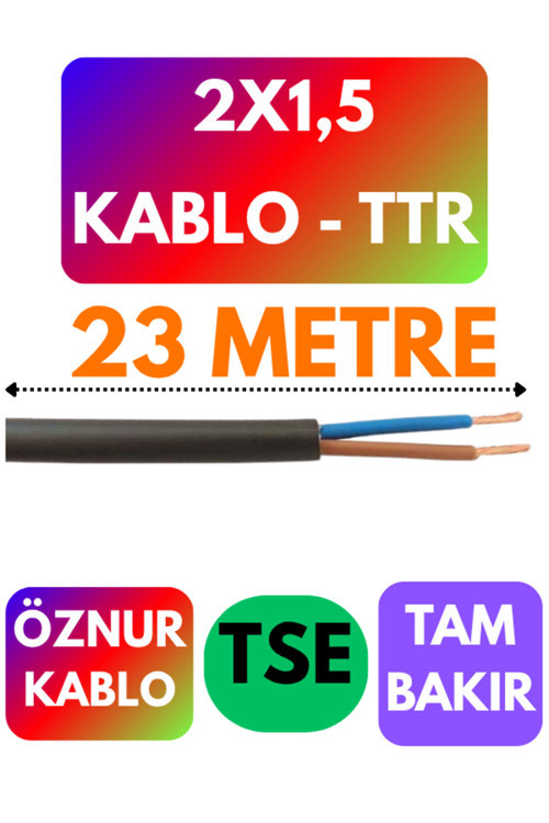 Öznur 2X1,5 TTR Kablo (Siyah) Metre Seçenekli 23 METRE