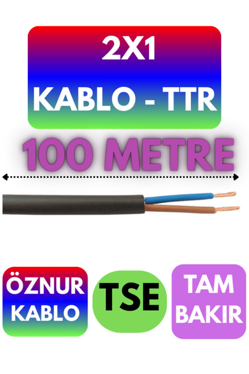 Öznur 2X1 TTR Kablo (Siyah) Metre Seçenekli 100 METRE