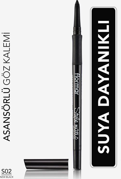 Suya Dayanıklı Asansörlü Göz Kalemi(Yoğun Siyah)-Stylematic Eyeliner-S02Newblack-8690604190492