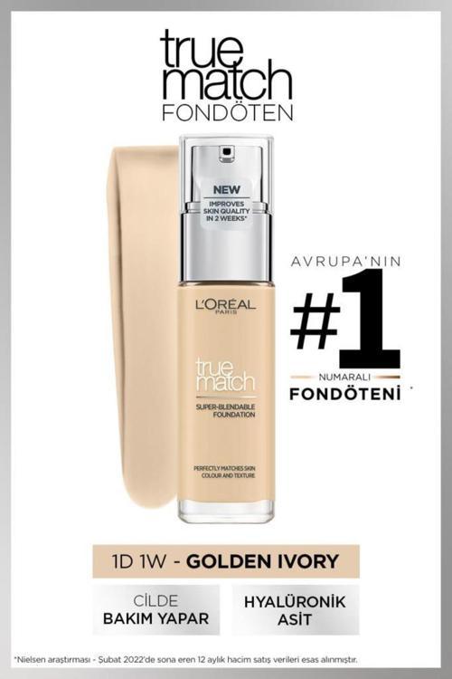 True Match Bakım Yapan Fondöten 1D Golden Ivory