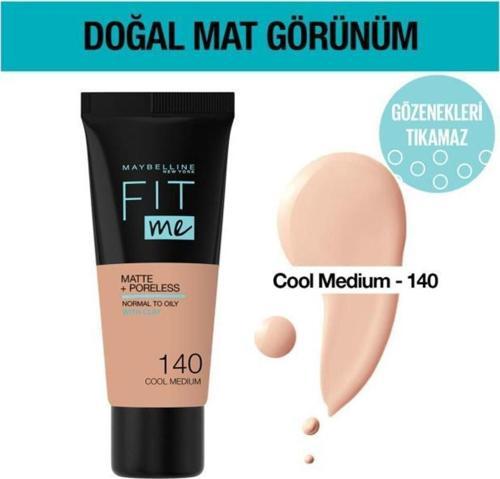 Mat Fondöten - Fit Me Matte + Poreless Foundation 140 Cool Medium 3600531551049
