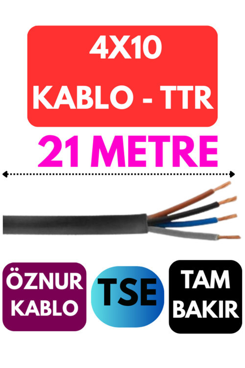 Öznur 4X10 TTR Kablo Metre Seçenekli (Siyah) 21 METRE