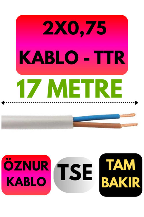 Öznur 2X0,75 TTR Kablo Metre Seçenekli (Beyaz) 17 METRE