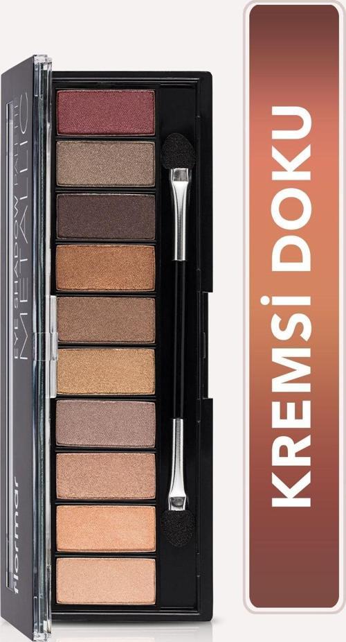10'Lu Far Paleti (Metalik Nude Ve Toprak Tonları)-Eyeshadow Palette-004 Metallıc-8690604551705
