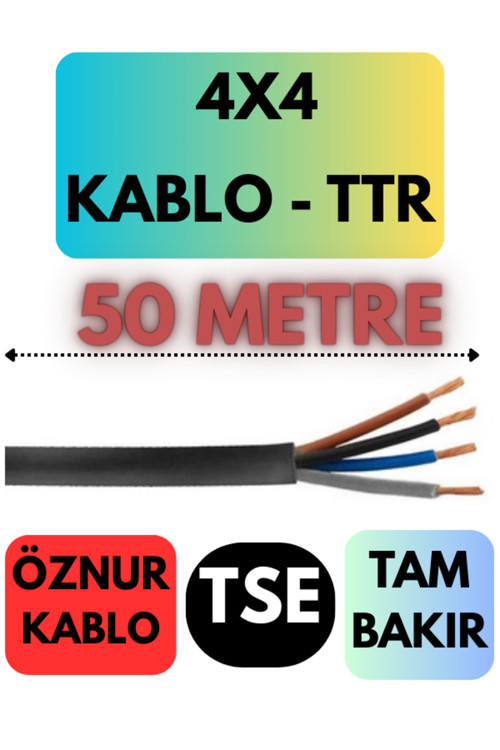 Öznur 4X4 TTR Kablo Metre Seçenekli (Siyah) 50 METRE