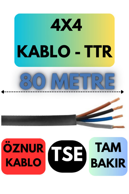 Öznur 4X4 TTR Kablo Metre Seçenekli (Siyah) 80 METRE