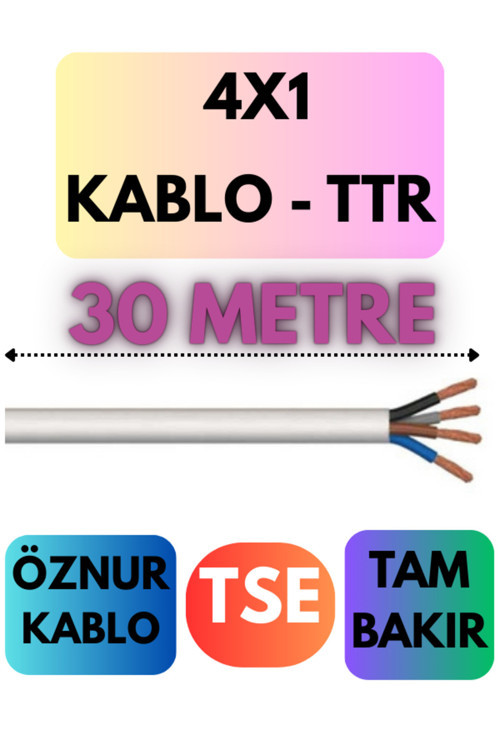 Öznur 4X1 TTR Kablo Metre Seçenekli (Beyaz) 30 METRE