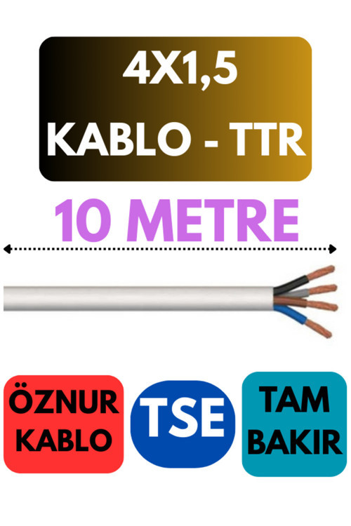 Öznur 4X1,5 TTR Kablo Metre Seçenekli (Beyaz) 10 METRE