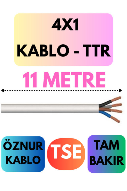 Öznur 4X1 TTR Kablo Metre Seçenekli (Beyaz) 11 METRE