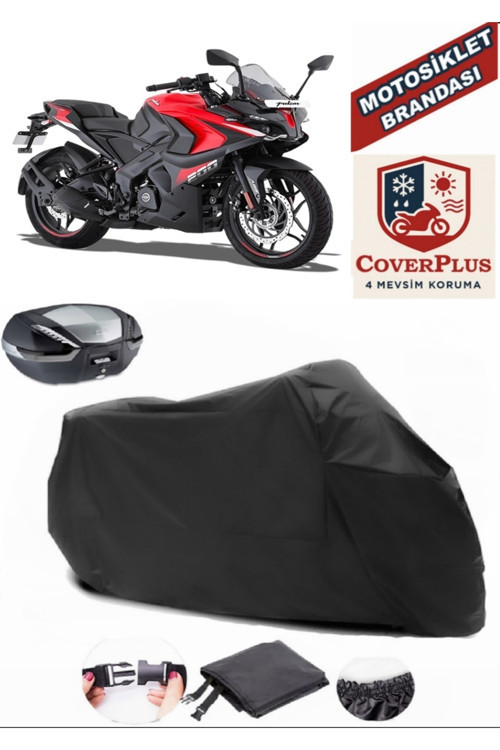 Siyah Bajaj Pulsar RS 200 Motosiklet Brandası Arka Çanta Uyumlu,Lastikli,Bağlantı Tokalı
