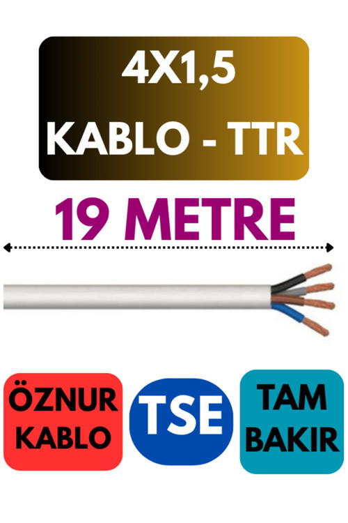 Öznur 4X1,5 TTR Kablo Metre Seçenekli (Beyaz) 19 METRE