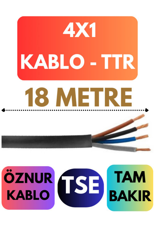 Öznur 4X1 TTR Kablo Metre Seçenekli (Siyah) 18 METRE
