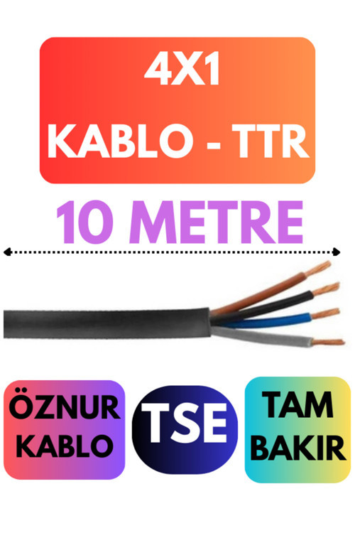 Öznur 4X1 TTR Kablo Metre Seçenekli (Siyah) 10 METRE