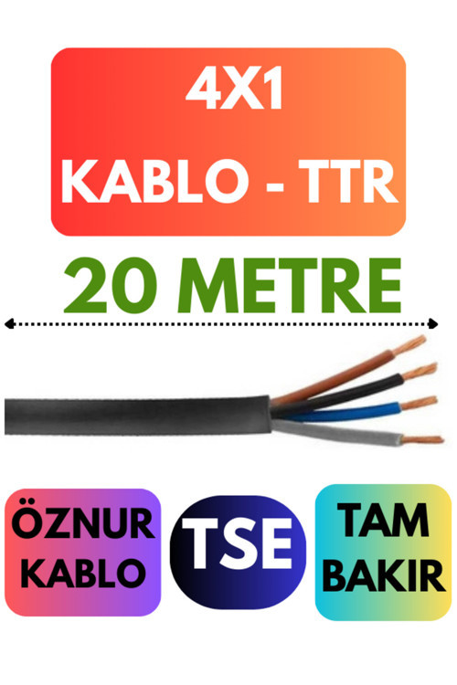 Öznur 4X1 TTR Kablo Metre Seçenekli (Siyah) 20 METRE